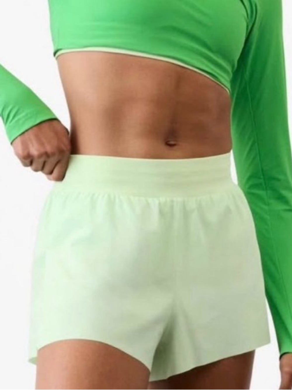 Athleta Fast Route Run Shorts Green Size XL